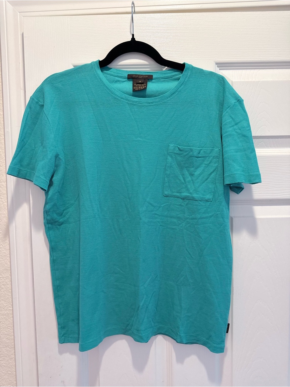 Louis Vuitton Men's Pocket Tee in Teal Turquoise
